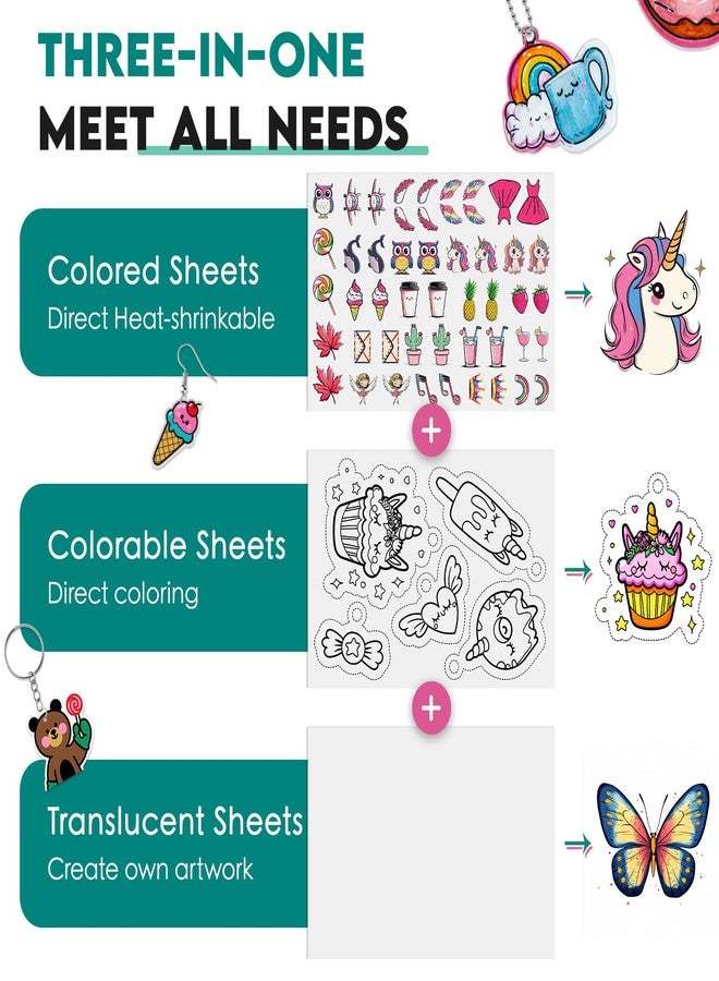 Nariolar 189Pcs Shrinky Plastic Sheets Kit Includes 22 Shrinking Paper, 6 Colored Markers, 160 Keychain Accessories, and a Hole Punch for Creative Crafts - Image 4